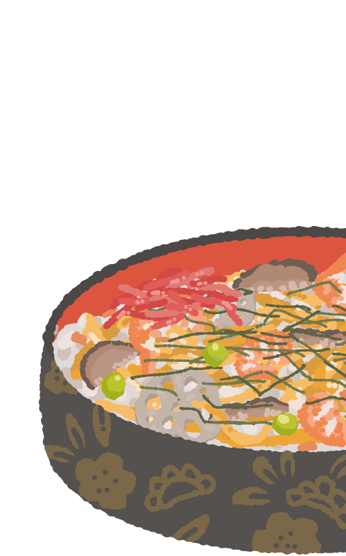 色とりどりのちらし寿司のイラスト